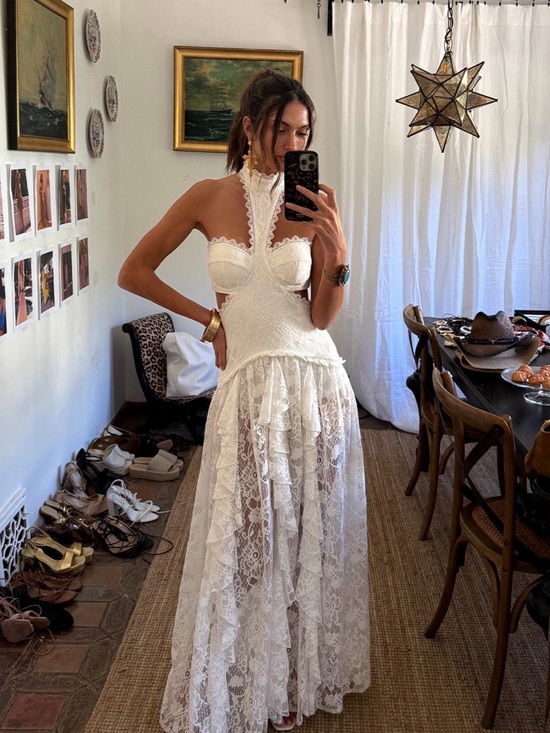 12th Tribe Dresses & Skirts - Princesa White Lace Drop Waist Maxi Dress - 12th Tribe